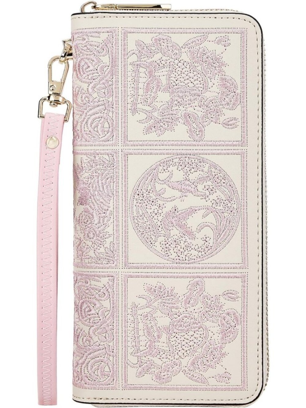Stylish RFID Blocking Leather Wallet for Women - Zipper Wristlet Clutch